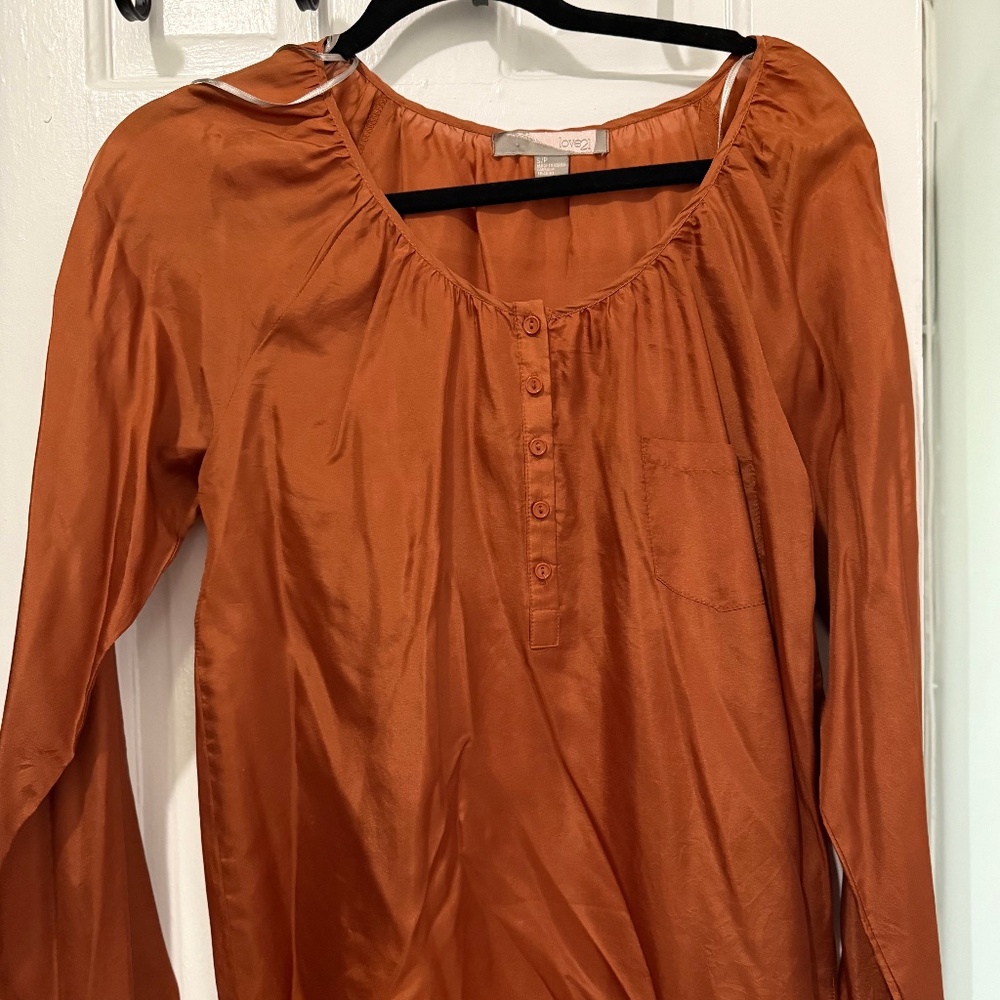 Forever 21 Love 21 Burnt sienna silk blouse